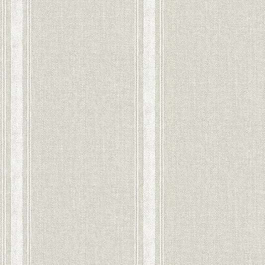 Chesapeake Linette Fabric Stripe Wallpaper, Light Grey, Strippable, 20.5 in x by Chesapeake