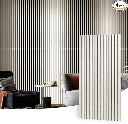 Art3d 4 Pack 47.2 x 23.6in. Wood Slat Acoustic Panels by Art3d
