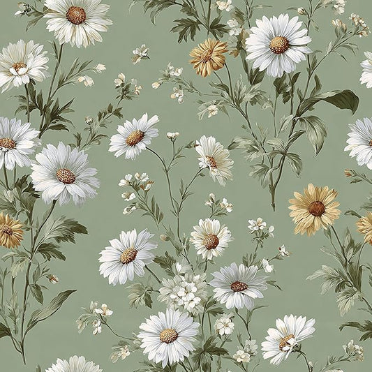 Livebor Floral Peel and Stick Wallpaper Daisy Floral Contact Paper 16.9in by LiveborDirectWallpaper