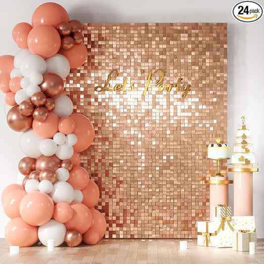 COKAOBE Rose Gold Shimmer Wall Backdrop, Photo Backdrops by COKAOBE