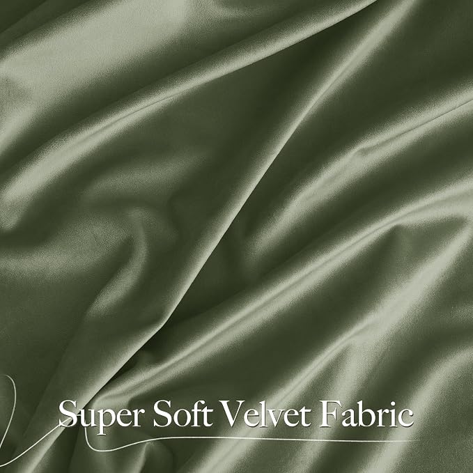 NICETOWN Sage Green Velvet Curtains 90 inches Long 2 Panels, Semi Room - Image 3