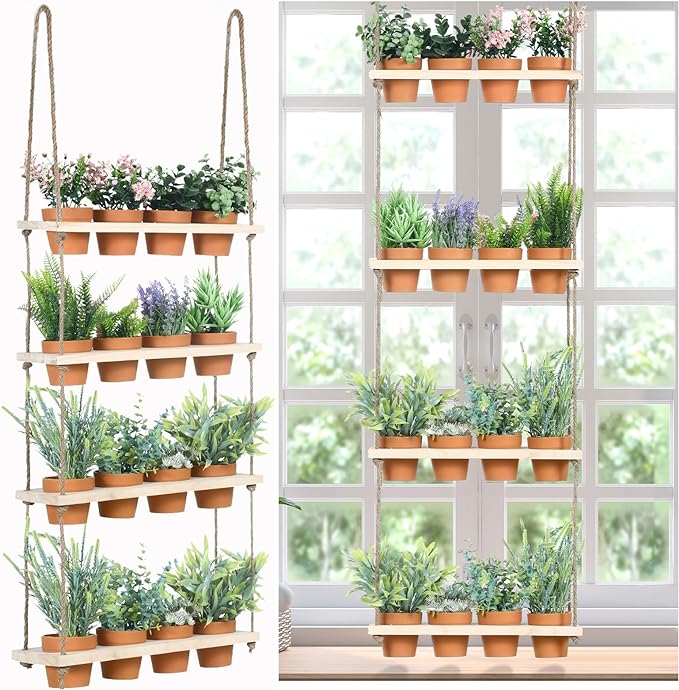 FillTouch 4 Tiered Window Plant Shelves Hanging Herb Planter Indoor Display by FillTouch