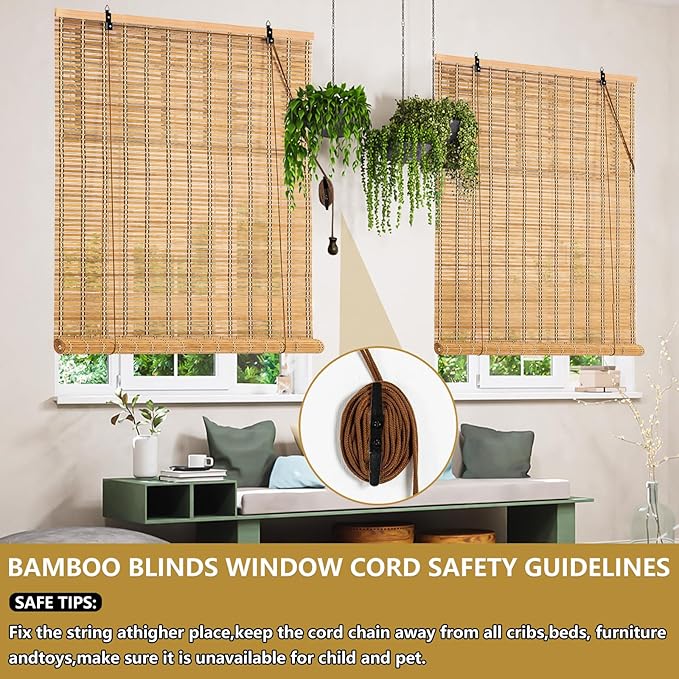 23x48 Inch Bamboo Blinds for Interior Windows, Light-Filtering & Privacy - Image 4