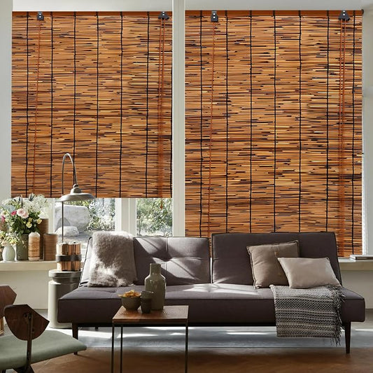 2 Pack Bamboo Reed Roll-Up Blind Shades by PAKNANO