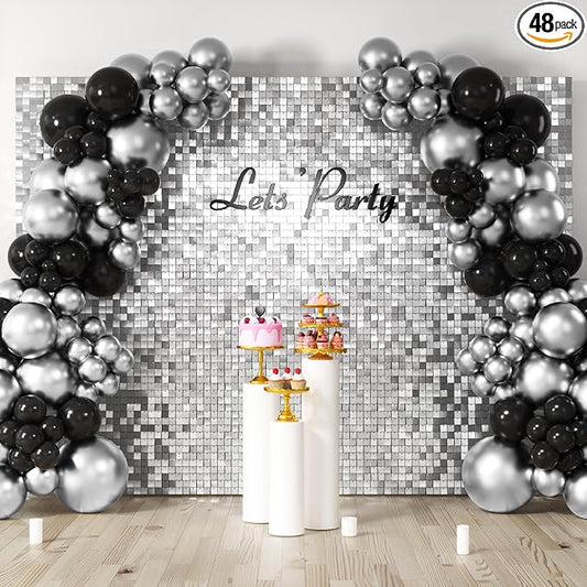 COKAOBE Silver Shimmer Wall Backdrop, Photo Backdrops by COKAOBE