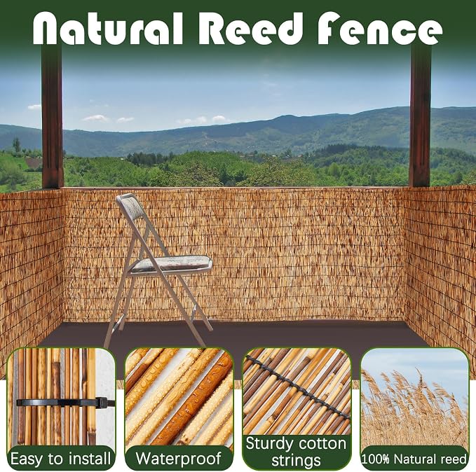 Barydat 2 Pcs 4 x 10 ft Reed Fence Roll, 85% Shade Bamboo Privacy Screen - Image 7