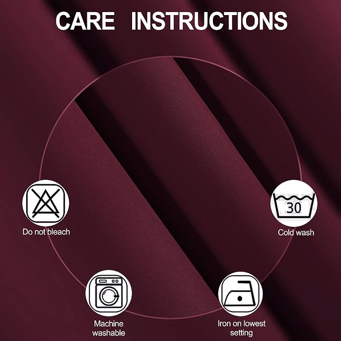 LEMOMO Burgundy Red Thermal Blackout Curtains/42 x 84 Inch/Set of 2 Panels Room - Image 4