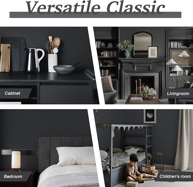 Dimoon 17.7''x236'' Peel and Stick Wallpaper Dark Grey Contact Paper - Image 4