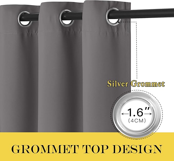 NICETOWN Blackout Sliding Door Curtain, Grommet Top Thermal Insulated Extra Wide and Long Window Treatment for Patio/French Door, W100 x L120, Sold by Individually, Grey