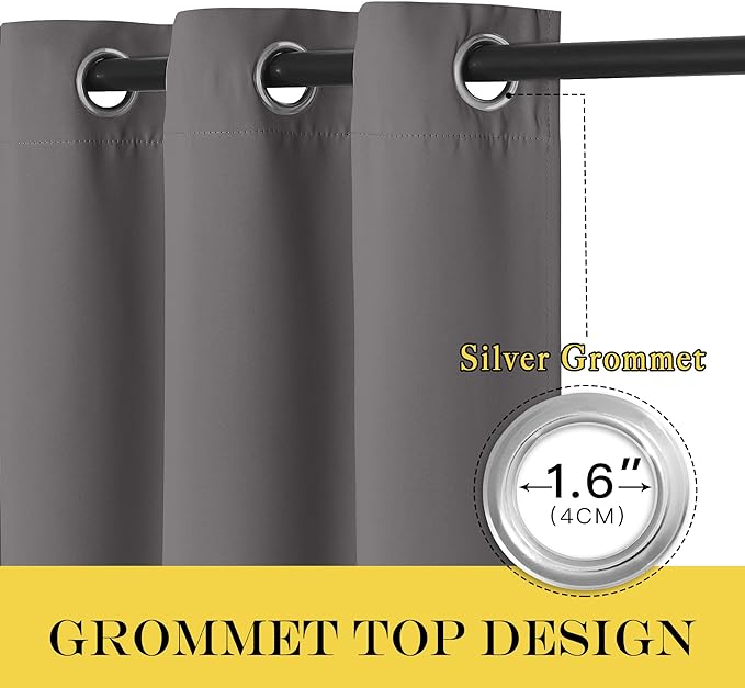 NICETOWN Grey Blackout 108 inch Curtains - Image 3