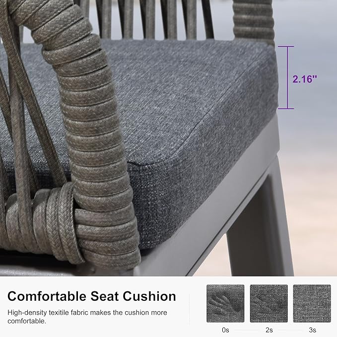 PURPLE LEAF Outdoor Wicker 29" Bar Stools Set of 2, Boho Patio Bar Height Chair with Cushion and Back for Outdoor and Indoor, Garden, Patio, Smoke Grey