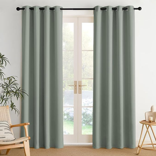 NICETOWN Room Darkening Draperies Curtains Panels, 2 Panels Sage Green W52 x L84 by NICETOWN
