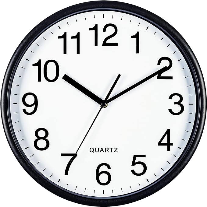 Bernhard Products Black Wall Clock, Large 13-Inch Silent Non Ticking Quartz by BernhardProducts