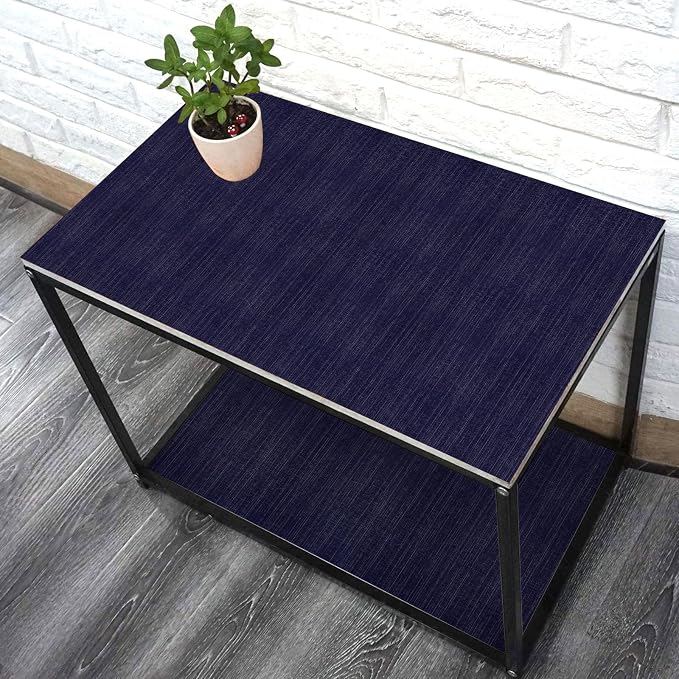 Navy Blue Grasscloth Peel and Stick Wallpaper Texture Contact Paper 23.6"x480" - Image 4