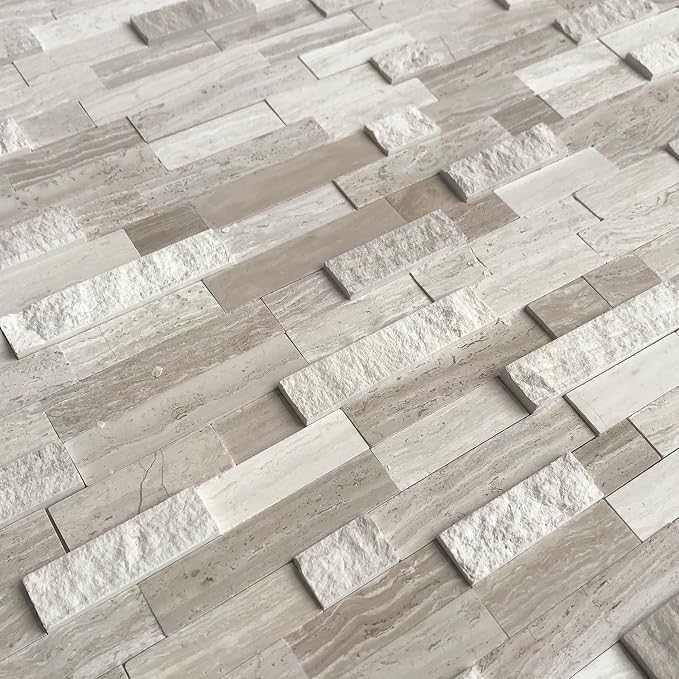SUNWINGS 5-Sheet Peel and Stick Mosaic Natural 3D Stone Self Adhesive Marble - Image 5