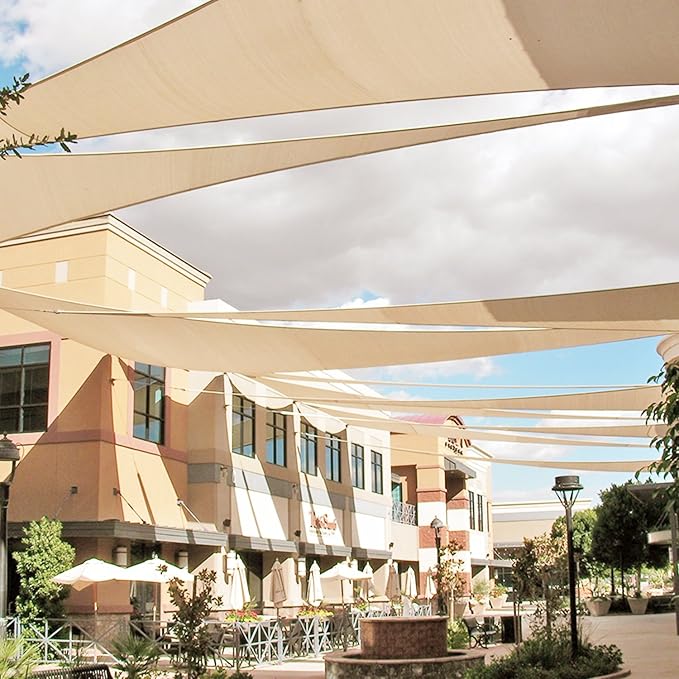 E&K Sunrise 12' x 12' x 12' Sun Shade Sail Triangle Canopy Shade Cover UV Block for Patio Backyard Garden Outdoor (Sand)