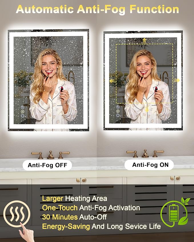 20x28 LED Bathroom Mirror with Lights, Super Bright Front & Backlit Vanity - Image 4