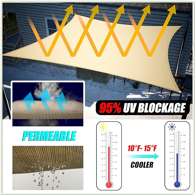 Amgo Custom Size 9' x 9' x 12.7' Green Right Triangle Sun Shade Sail UPF50+ AGTAPRT12, Order to Make Canopy Awning, 95% UV Blockage, Water & Air Permeable, Commercial Standard (We Customize)