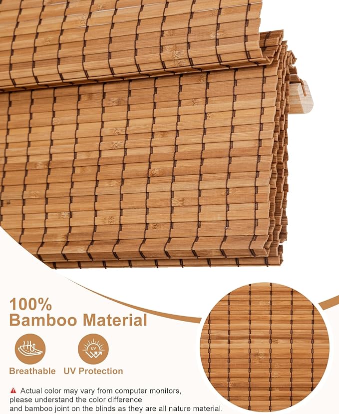24''W X 72'''H Cordless Bamboo Roman Shades - Image 5