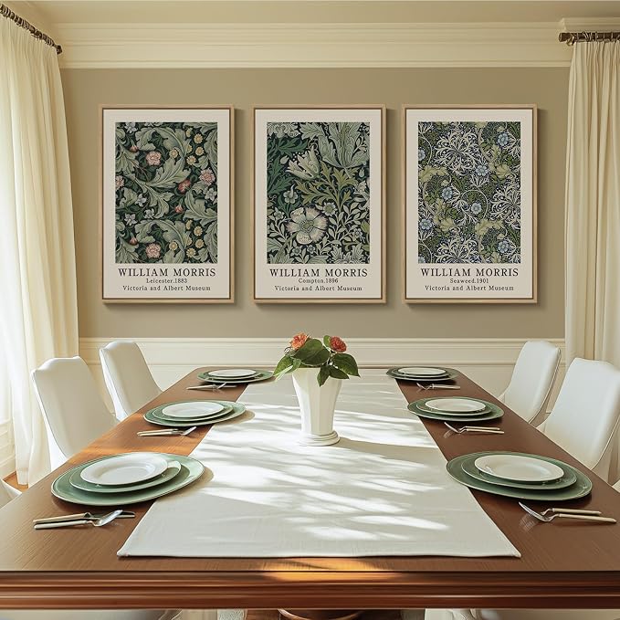 Framed William Morris Canvas Wall Art Set of 3, Boho Farmhouse Botanical Decor - Image 4