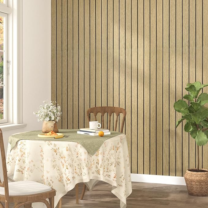 Oak Brown Wood Wall Panels Peel and Stick Fluted Slat Wall Paneling Flexible - Image 2