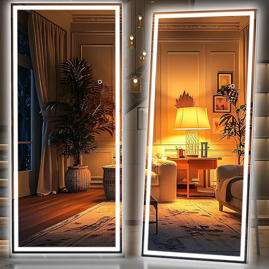 Hasipu Full Length Mirror with Lights, Full Body Dressing Hanging Mounted Mirror by Whatssuitableisthebest