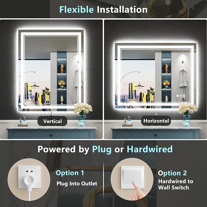 32x36 LED Bathroom Mirror with Lights, Backlit and Front Lit, Anti-Fog Lighted - Image 6