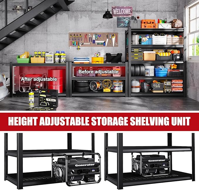 Set of 3 71"H Garage Shelving-3000LBS 5 Tier Storage Shelves,Adjustable Heavy Duty Metal Shelving Unit and Storage Large Wire Rack,Utility Steel Shelf For Shop Warehouse Industrial Pantry 71"x35"x16"