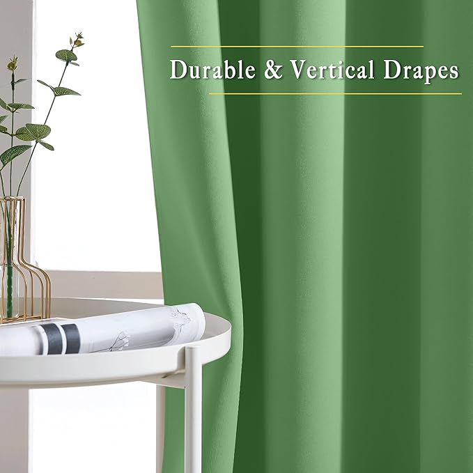 NICETOWN Blackout Curtains 84 Inch Length, Thermal Insulated Curtains for Bedroom Grommet Energy Saving Room Darkening Drapes for Living Room Window, 1 Panel, Froest Green, 66" W x 102" L