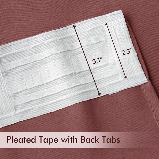 MIULEE Dusty Rose Back Tab Blackout Curtains 102 Inch Long 2 Panels Set - Image 4