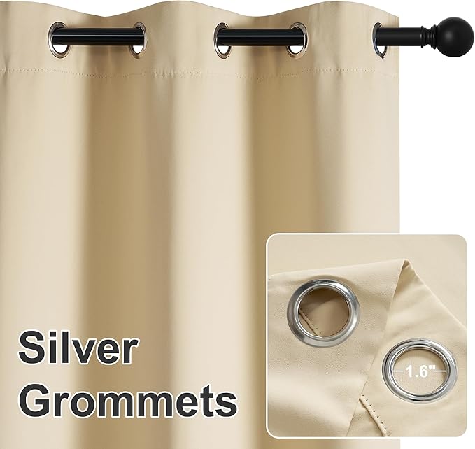 RYB HOME Extra Wide Outdoor Curtains for Patio Waterproof Heavy Duty Thermal Insulated in Summer Full Coverage Privacy for Porch, Cabana & Pool, W120 x L95, Biscotti Beige, 1 Panel