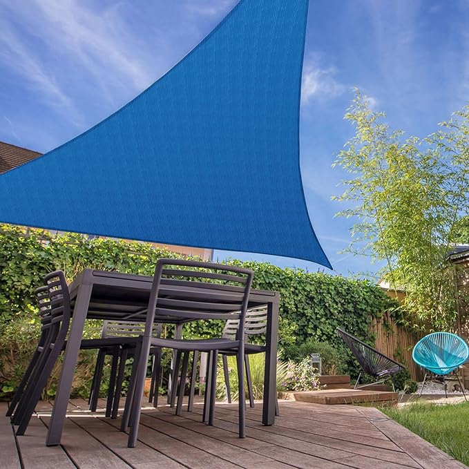 E&K Sunrise 6' x 6' x 6' Sun Shade Sail Triangle Canopy Shade Cover UV Block for Patio Backyard Garden Outdoor (Blue)