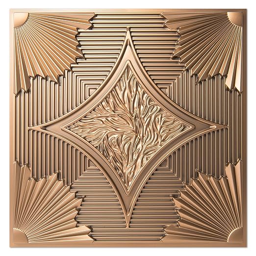 Art3d Drop Ceiling Tiles 24x24 in Bronze, 3D Wainscoting Panels Glue Up 2x2 by Art3d