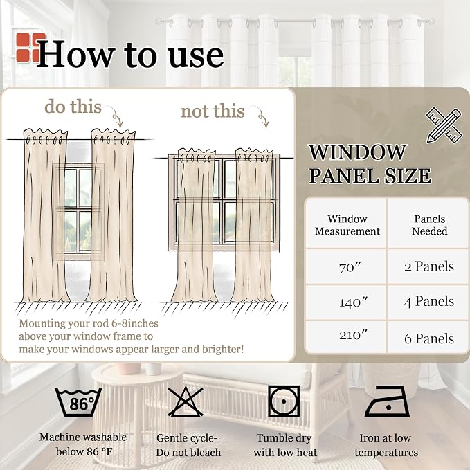 Lajode Linen Blackout Curtains 63 Inches Long - Image 9