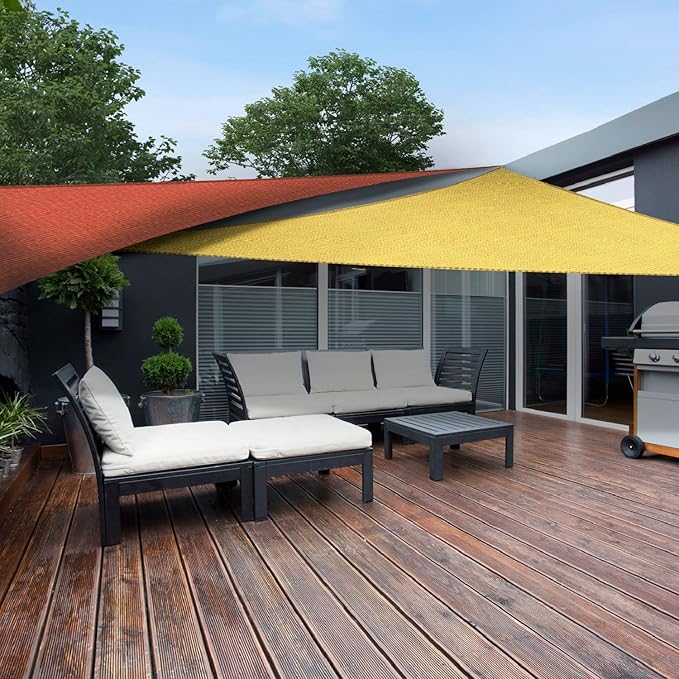 AsterOutdoor Sun Shade Sail Triangle 10' x 10' x 10' UV Block Canopy for Patio Backyard Lawn Garden Outdoor Activities, Cream