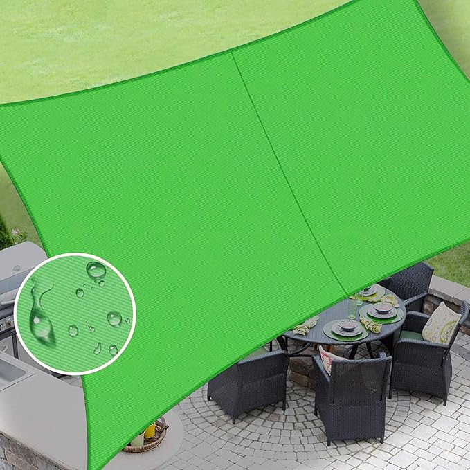 LOVE STORY Rectangle 10'x12' Waterproof Sun Shade Sail Canopy UV Block for Outdoor Patio Backyard Carport,Fruit Green(We Make Custom Size)