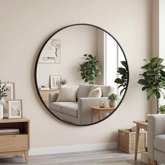 OLIXIS 36 Inch Black Round Bathroom Wall Mirror, Round Bathroom Mirrors by OLIXIS