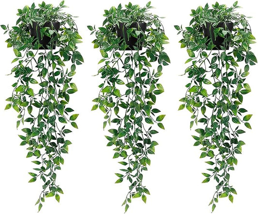 Whonline 3 Pack Artificial Hanging Plants Fake Plants by WHONLINE