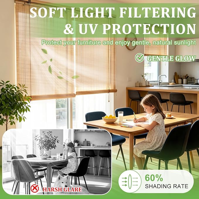 Bamboo Blinds 23x48 inch Bamboo Roman Shades - Image 4