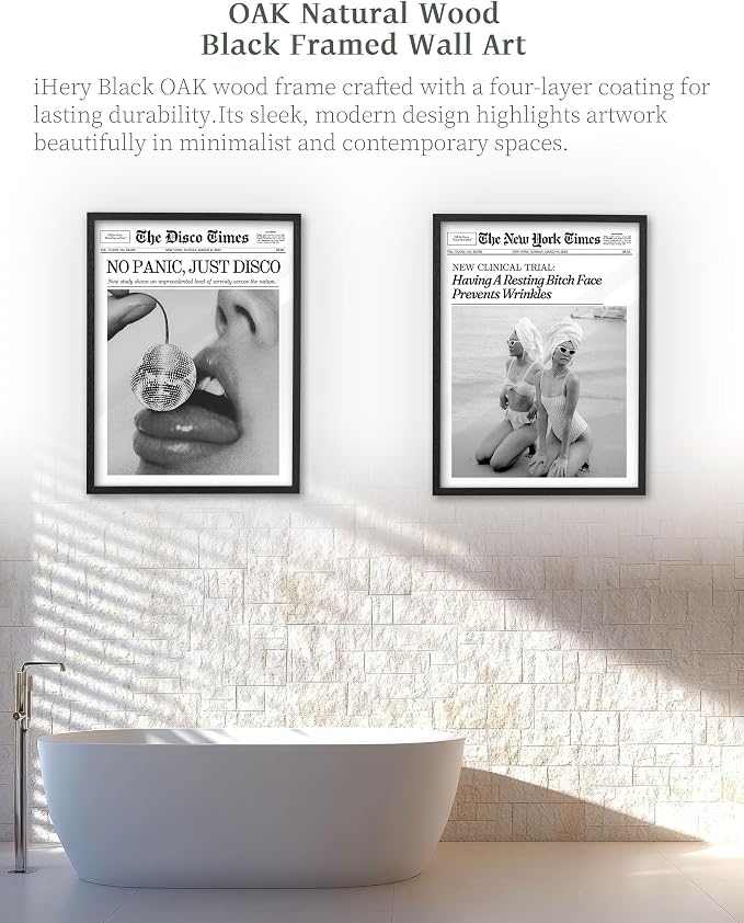 iHery Premium Natural Black OAK Wood 12x16in No Panic Just Disco Trendy Framed - Image 5