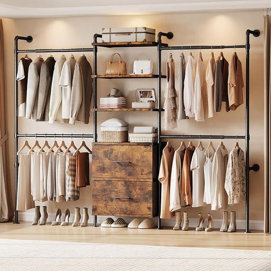 ONBRILL T2 Wall Mounted Industrial Pipe Clothing Rack, Closet Organizers and by ONBRILL