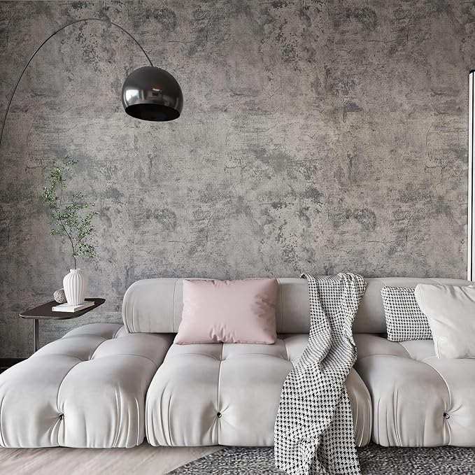 BAYYA Concrete Wallpaper Peel and Stick Grey/Brown/Beige Cement Contact Paper by BAYYAPeelandStickWallpaper