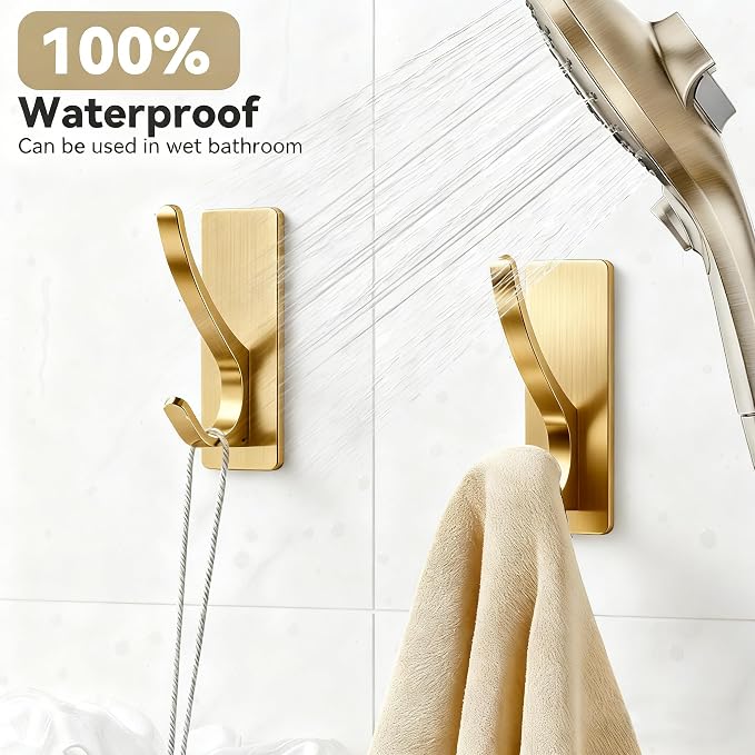 pickpiff Brushed Gold Self Adhesive Coat Hooks - Image 5