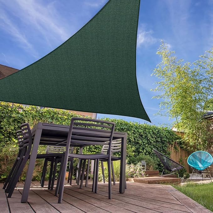 E&K Sunrise 19' x 19' x 19' Sun Shade Sail Triangle Canopy Shade Cover UV Block for Patio Backyard Garden Outdoor (Green)