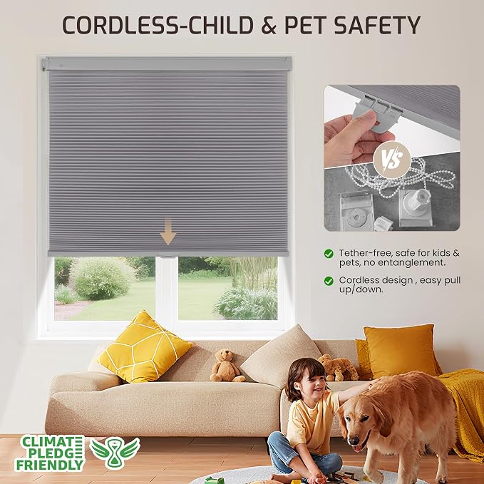 Grandekor No Drill No Tools Cordless Cellular Shades, 28.5" W x 64" H, UV - Image 4