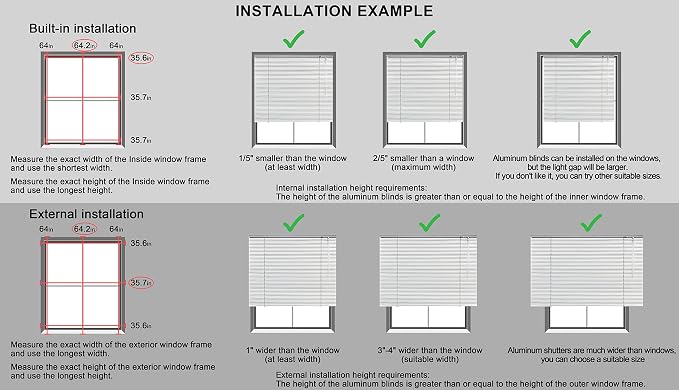 YIIBAII Mini Blinds Suitable for 47.5" W x 64" H Windows 1" Aluminum Horizontal - Image 7