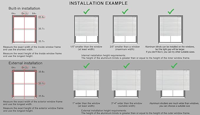 YIIBAII Mini Blinds Suitable for 40" W x 64" H Windows 1" Aluminum Horizontal - Image 7