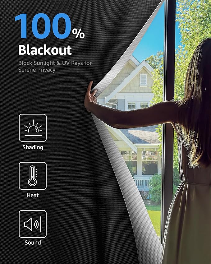 Sumobaby Blackout Curtains for Bedroom Portable 28"x48", No Drill Black Out - Image 2