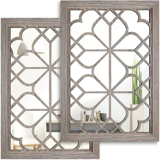 Wocred Set of 2 Rectangular Wall Mirror, Gorgeous Rustic Farmhouse Accent Mirror by Wocred