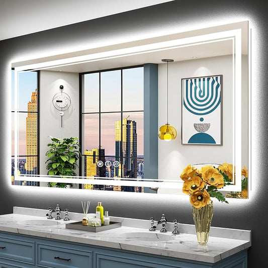 72x36 LED Bathroom Mirror with Lights, Backlit and Front Lit Anti-Fog Lighted by Awandee